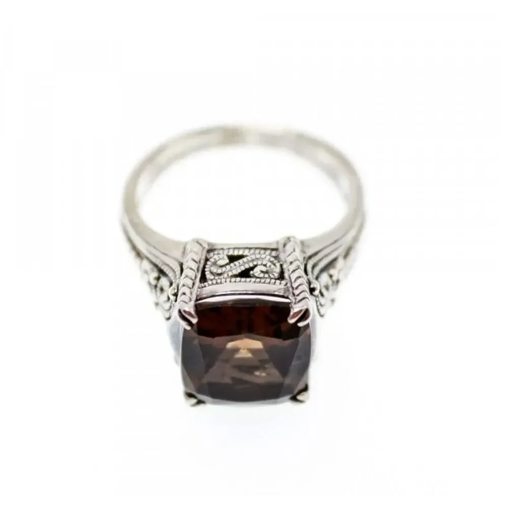 925 Sterling Silver Hessonite Ring Size 6